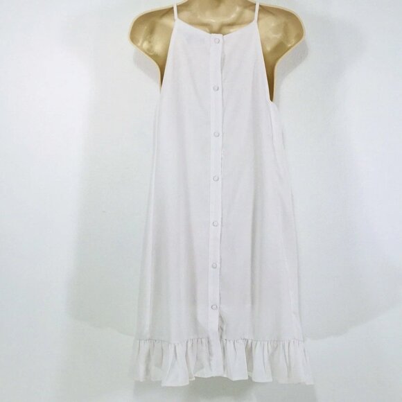 Gianni Bini Dress Sz M Strappy Halter Button Back Swing Flare Ruffle Hem - Picture 4 of 16